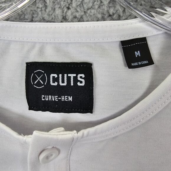 Cuts Men's Pyca Pro Henley Shirt White Solid Elongated Athleisure  Size M - Picture 7 of 11